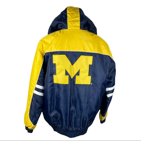 G-III Apparel University of Michigan Hooded Bomber Jacket Yellow Blue Size Large - Picture 2 of 6